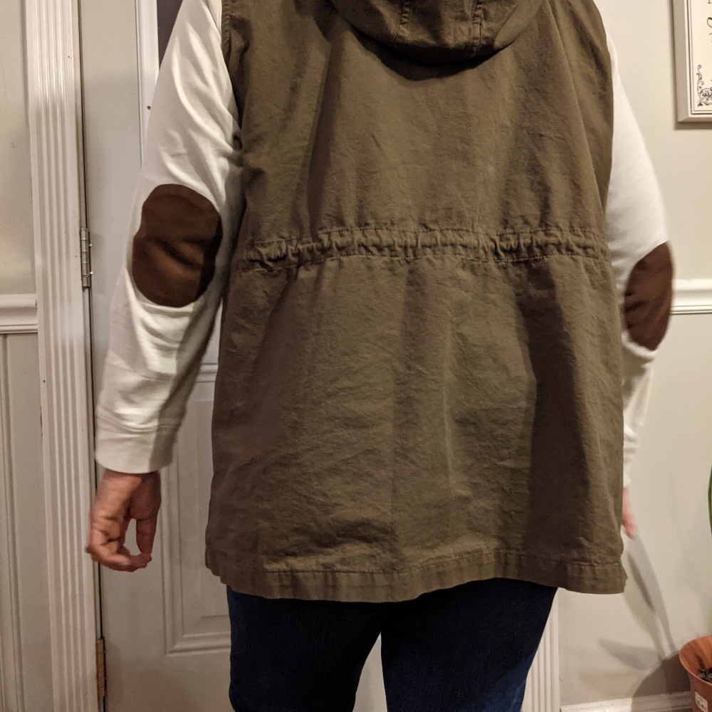 hooded khaki vest